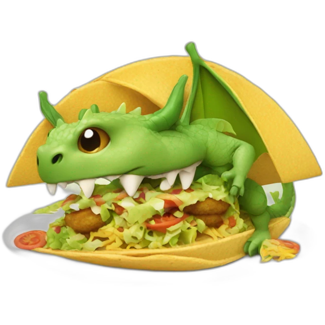 Un dragon qui mange un tacos emoji