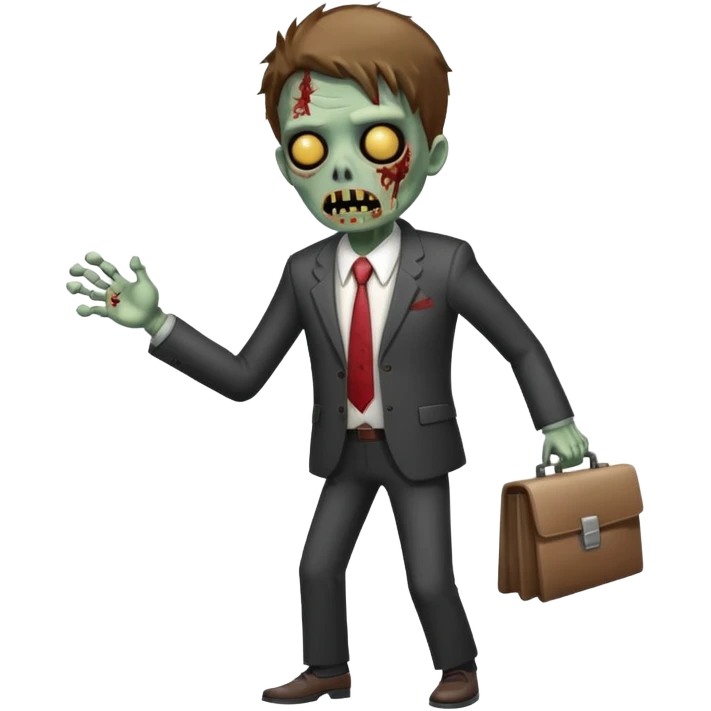 cartoon zombie with a suit emoji