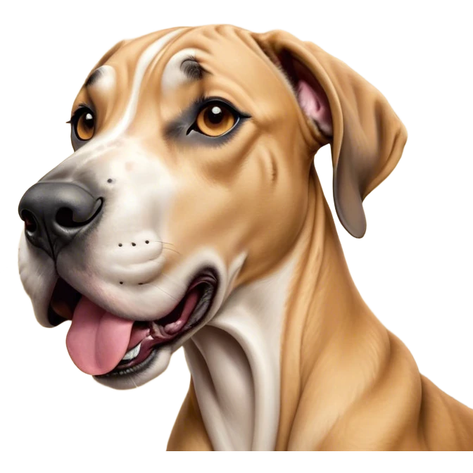 Cinematic Cute Yawning Fawn Great Dane Portrait Emoji, Head tilted slightly with a dramatic, wide-open yawn, revealing a smooth fawn Fur with a refined texture, floppy ears slightly drooping, round amber eyes barely open in drowsy contentment, Simplified yet irresistibly adorable features, highly detailed, glowing with a soft, cozy glow, high shine, relaxed yet expressive, stylized with a touch of whimsy, bright and endearing, soft glowing outline, capturing the essence of a sleepy yet affectionate guardian, so drowsy it feels like it could stretch out of the screen and curl up for a nap! emoji