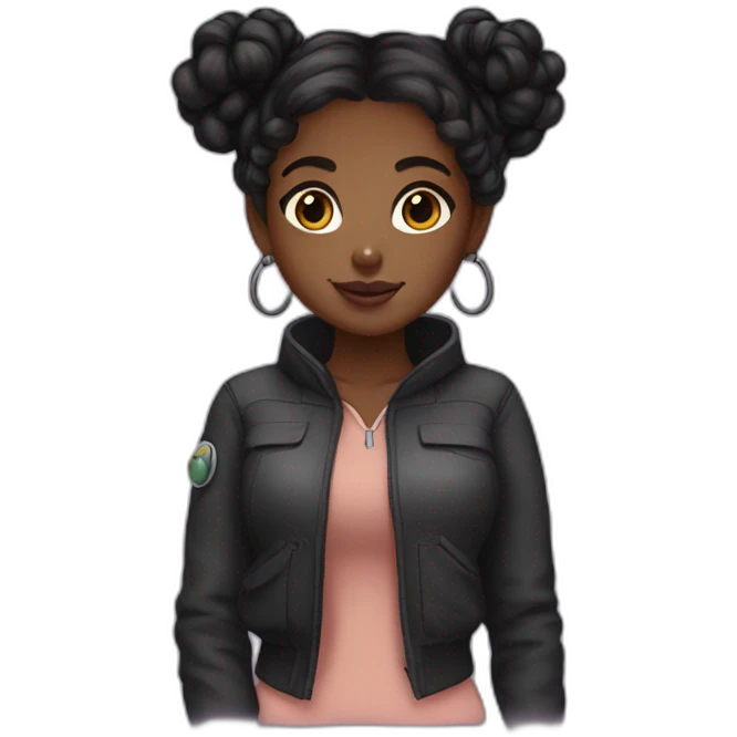 dark brown girl space buns emoji