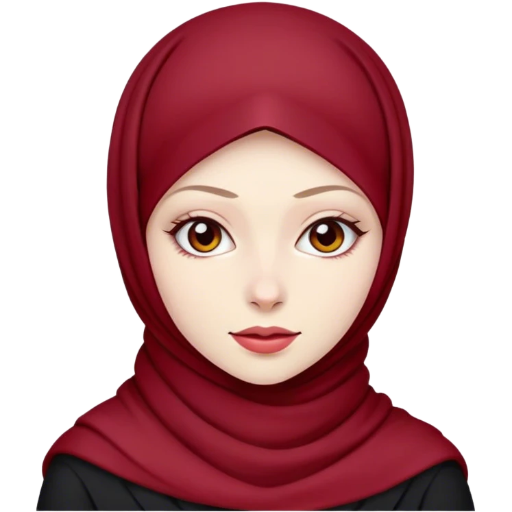 A girl wearing dark red hijab with pale skin emoji