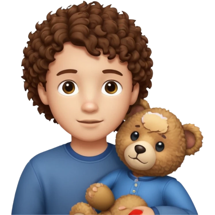 curly hair boy with bear  emoji