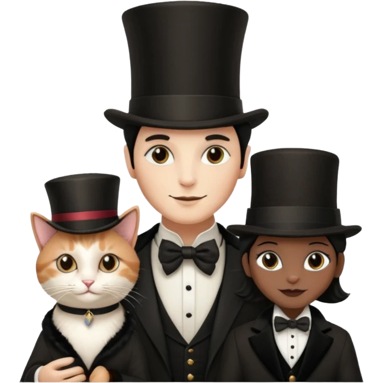 magician couple and their pet cat emoji