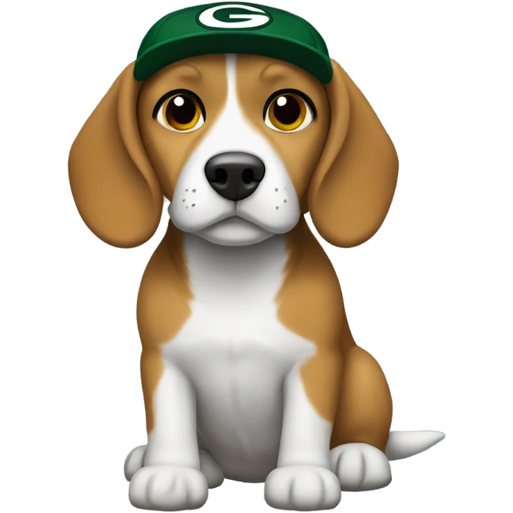 Beagle wearing a Green Bay packer hat emoji