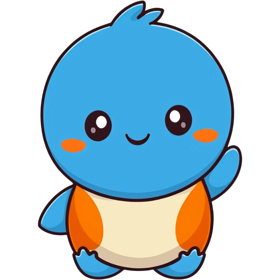 cute blue character with playful, flirty expression, detailed features emoji