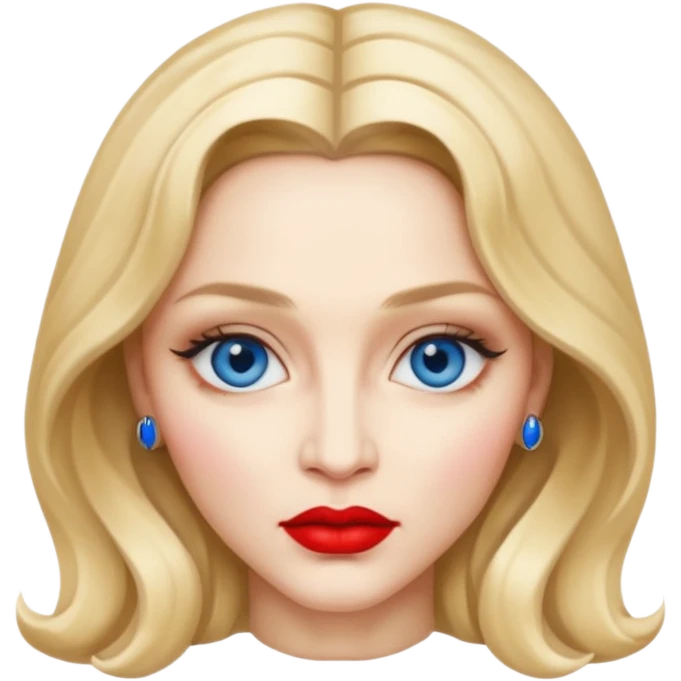 Madonna with blue eyes, red lip emoji