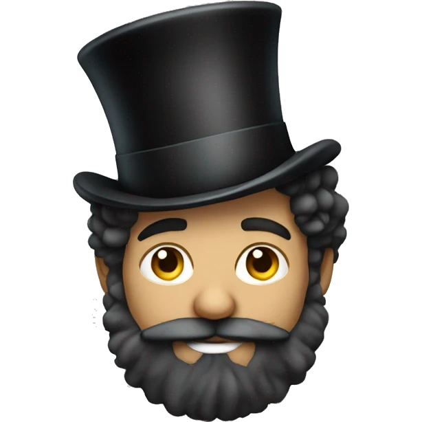 person with huge beard and big puffy hair with top hat emoji