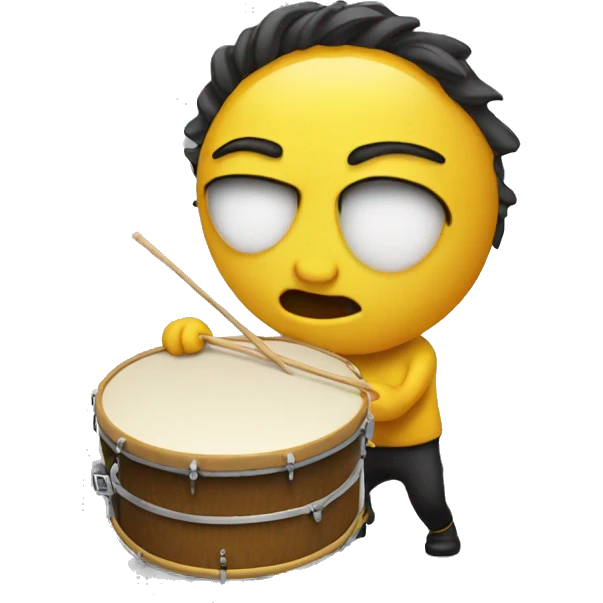 Yellow crying out loud emoji playing the drum emoji