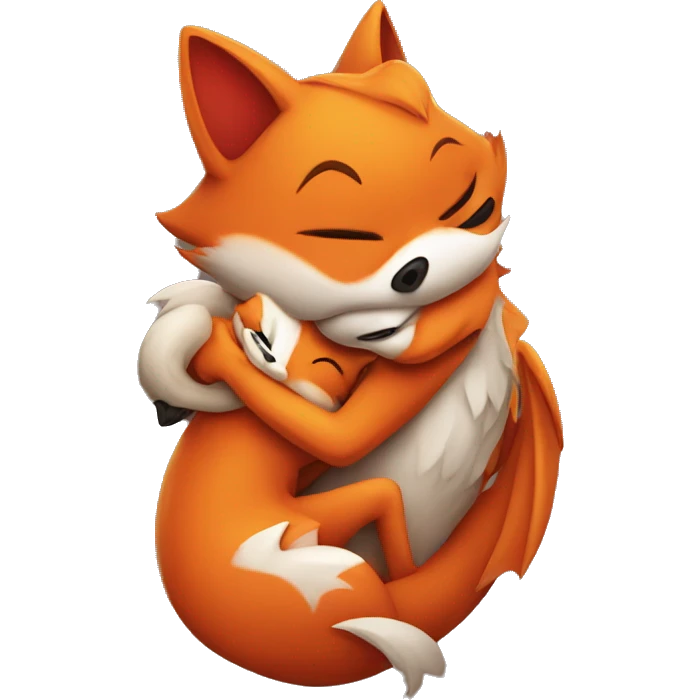 Fox hugging a dragon emoji