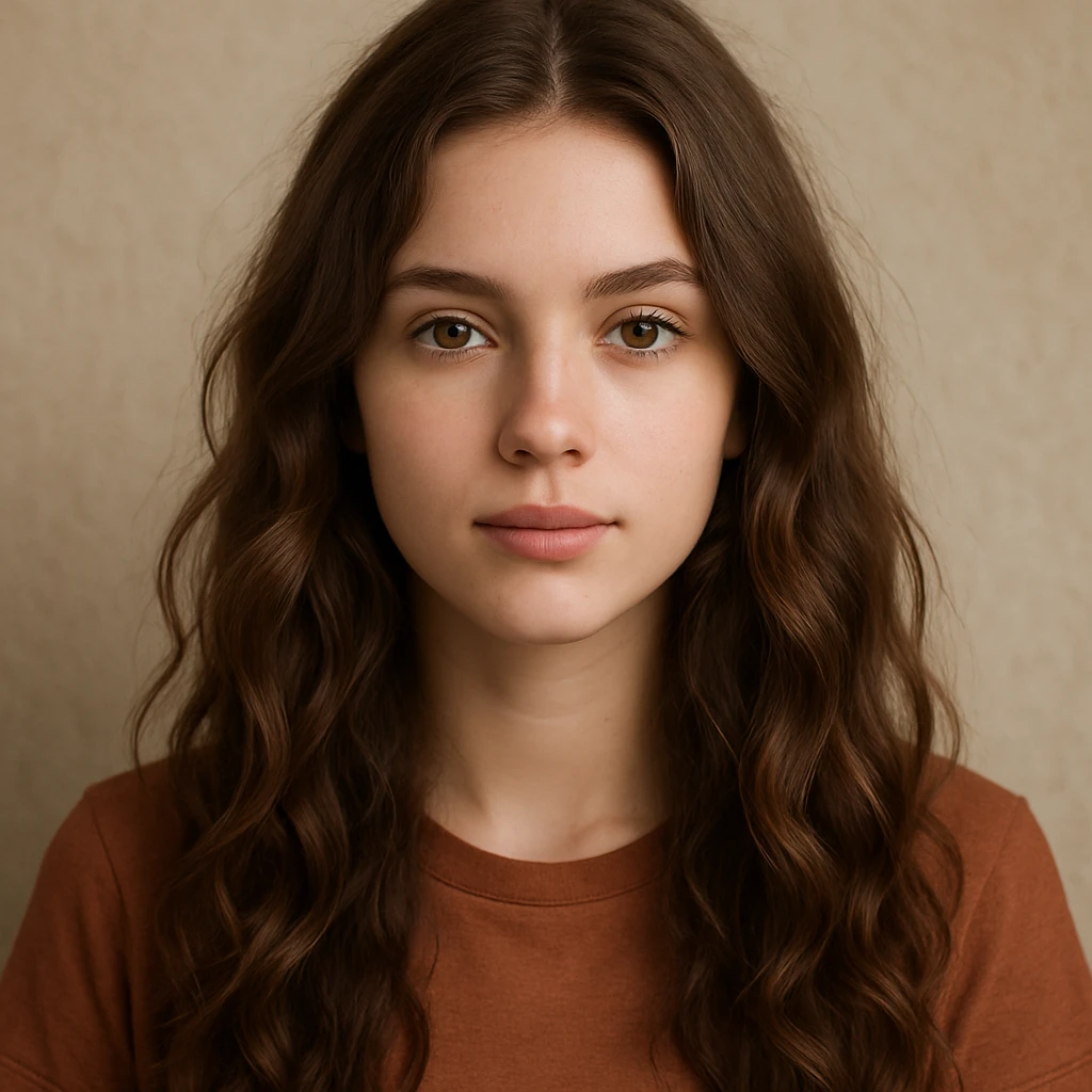 girl with long wavy brown hair, option 3 emoji