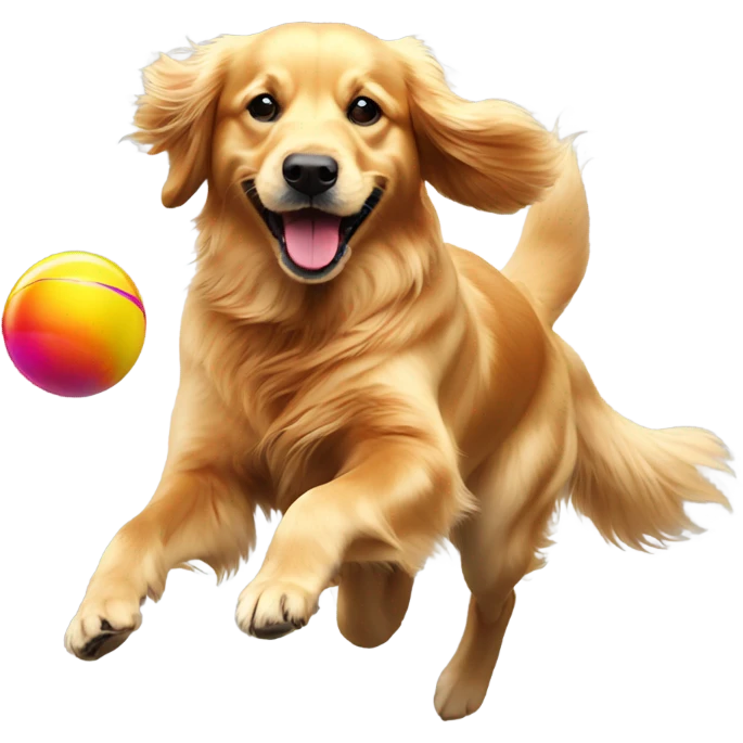 Golden Retriever playing ball emoji