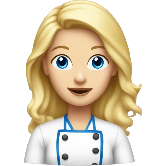 Blonde woman with blue eyes, baking cookies emoji