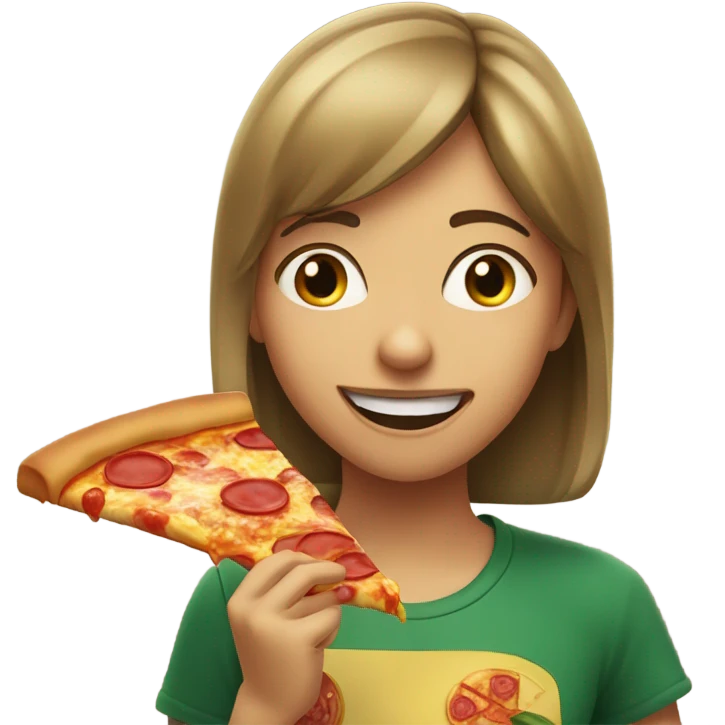 Girl eating pizza emoji