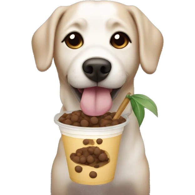 dog holding boba emoji