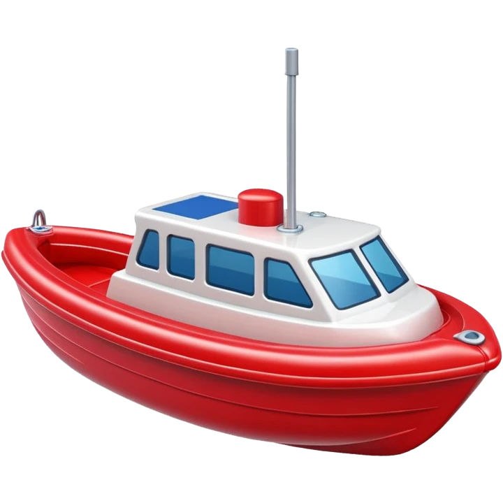 red  plastic toy boat emoji