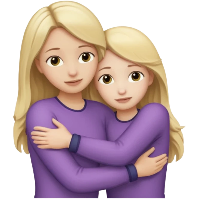 two girls who hug eachother. one has dark blonde hair and very pale skin, other has fair skin and blonde hair emoji