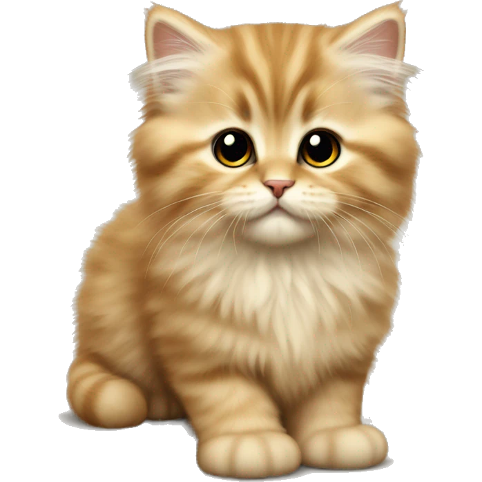 fluffy golden scottish straight kitten with tipped black fur, emoji