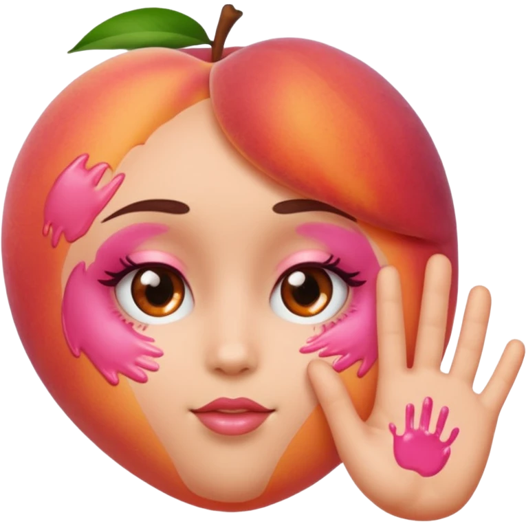 Peach with hand print on face emoji