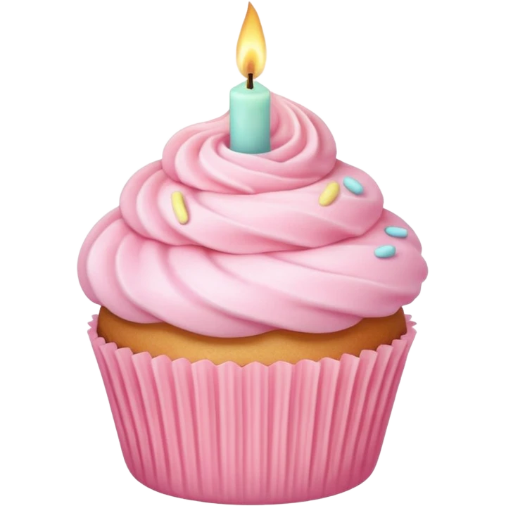 pastel pink cupcake with a tiny candle emoji