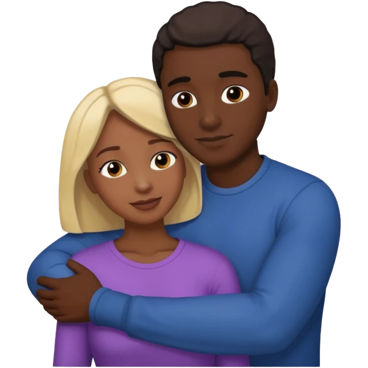 black man hugging a woman emoji
