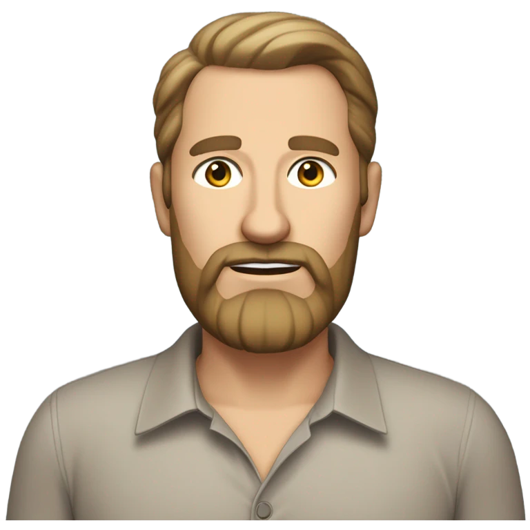 middle aged english man, short slicked back hair dark blonde, dark blonde medium length size full beard, in a smart unbuttoned shirt. emoji