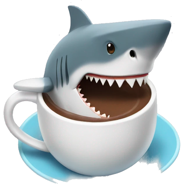 shark drinking hot chocolate emoji