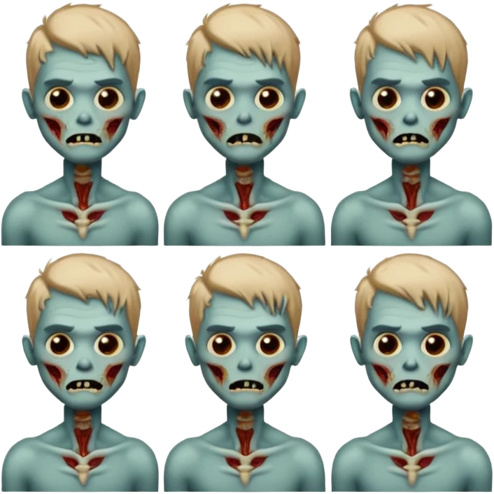 Garoto zombie com o cabelo até o pescoço  emoji