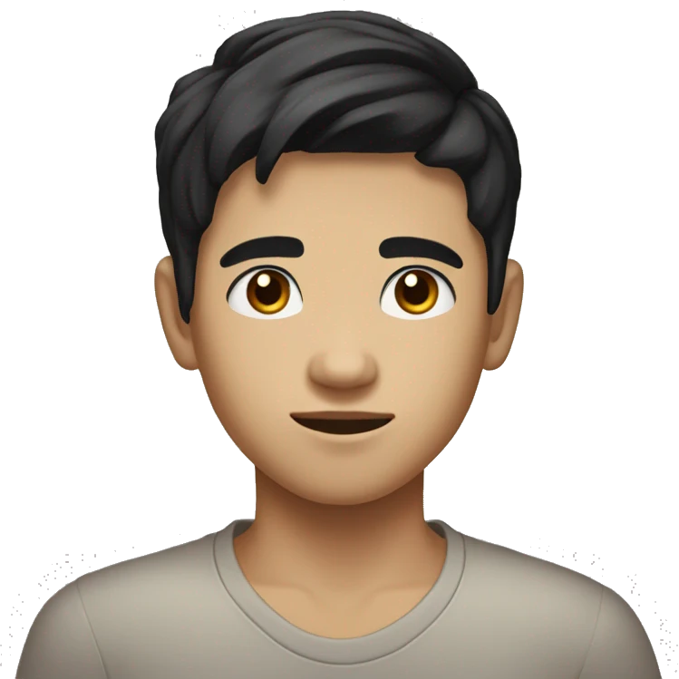 Thai teenage boy with combed short black hair ad brown eyes emoji