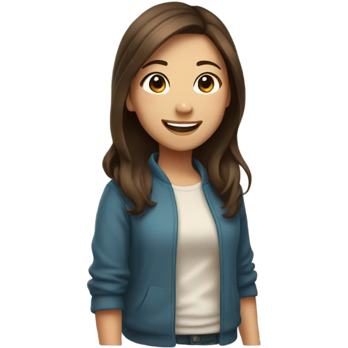 Asian girl with brown hair smiling emoji