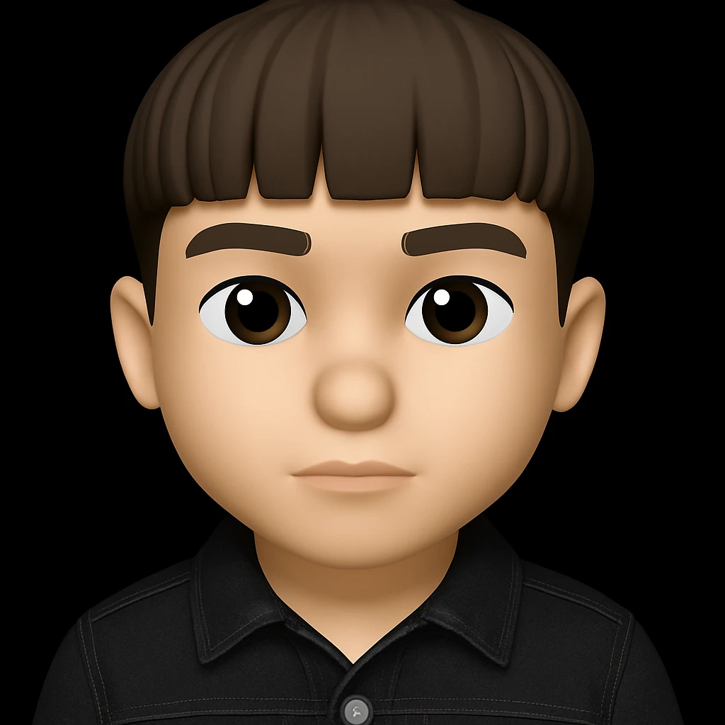 Edit the image to change the boy's outfit to a high quality black denim jacket, keeping the 3D emoji style and all other details the same. Maintain the 3D emoji style look in the edit. emoji