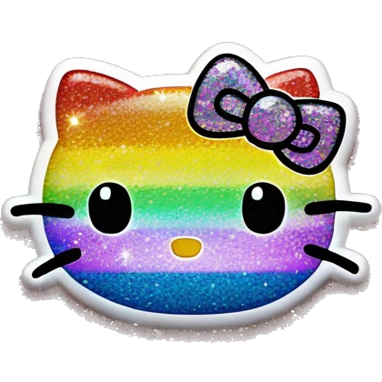 glitter rainbow hello kitty emoji