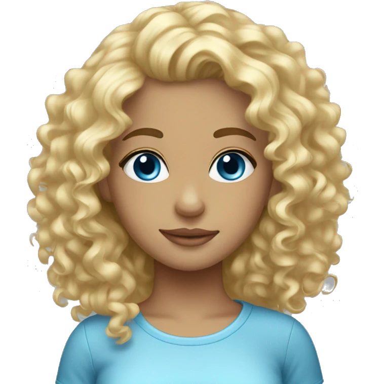Blonde girl curly hair blue eyes emoji