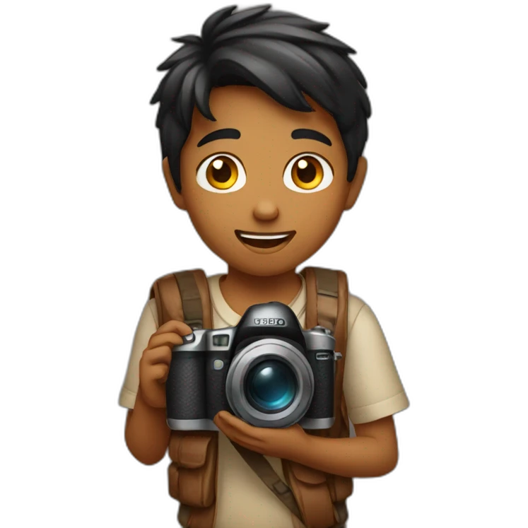 indian  kid holding camera emoji