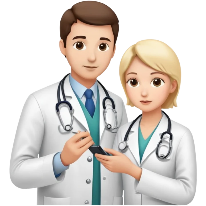 Doctor in white coat examining patient with stethoscope during cancer screening, medical checkup in clinic emoji