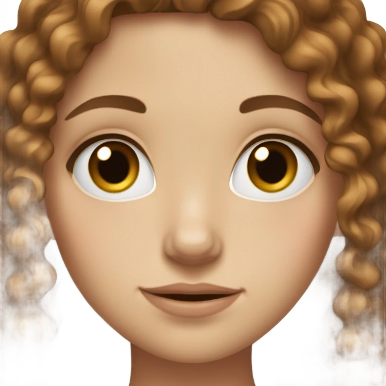 White girl with brown curly hair and hazel eyes  emoji