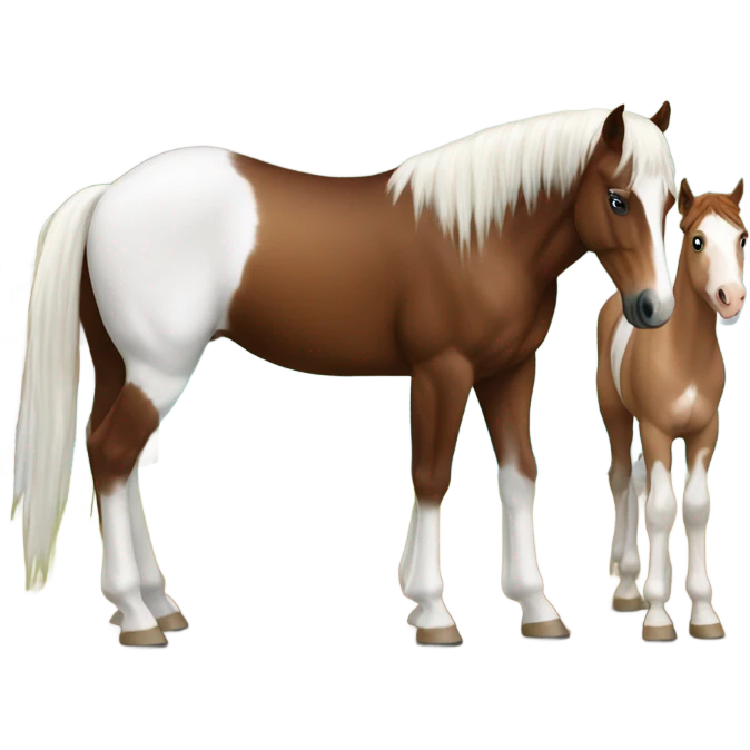 Happy paint horse with bay quarter horse  emoji