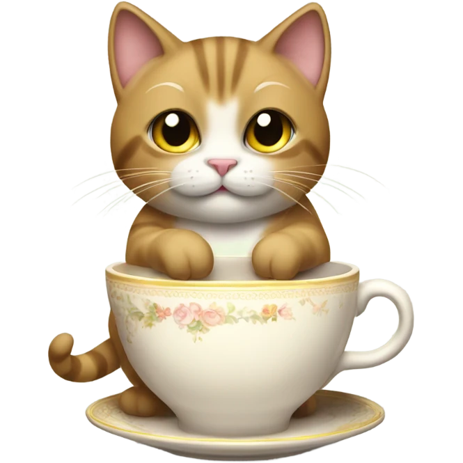Cat drinking tea emoji