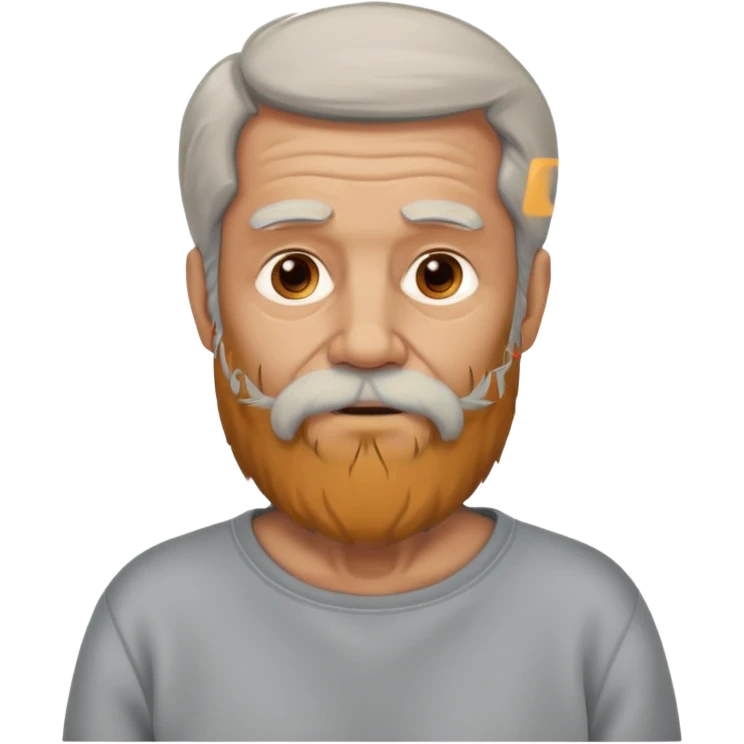long bearded elderly man wear sweetshirt emoji