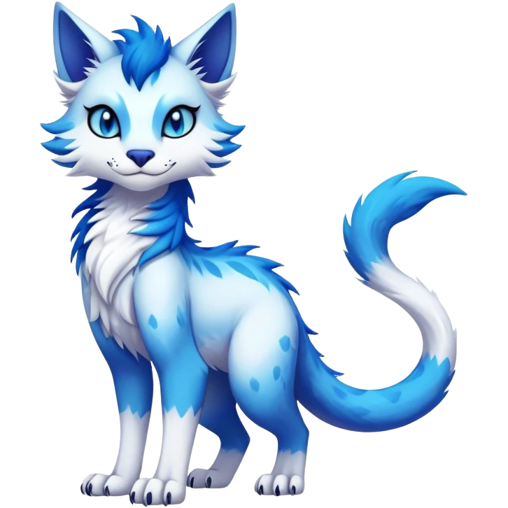 Kawaii dark vibrant edgy fantasy ethereal feline-vernid-sergal-fursona animal creature with a tufted tail full body emoji