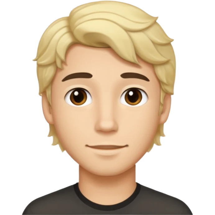 emoji of a young man with wavy black hair and blonde highlights, no beard, friendly expression emoji