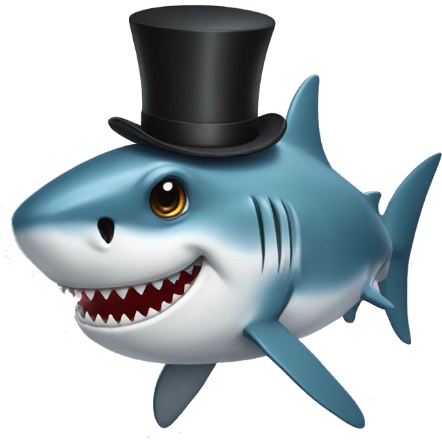 Shark with a top hat emoji