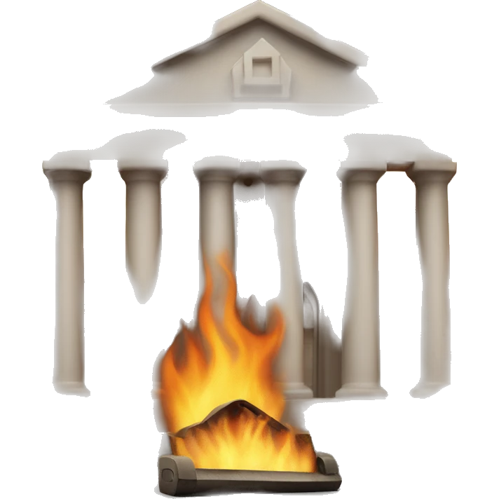 bank in front of fire emoji