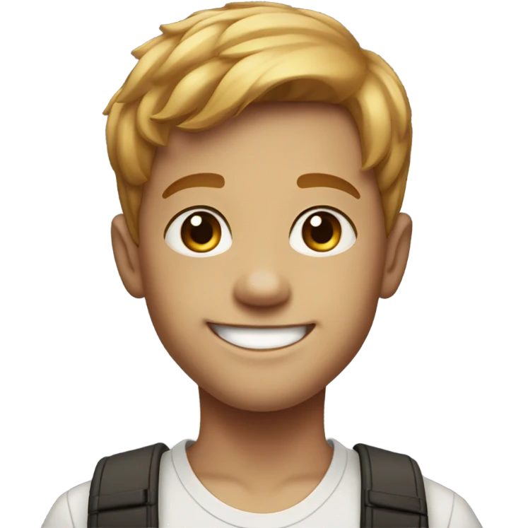 smiling boy with short, business-cut, reddish-blonde hair and freckles portrait emoji