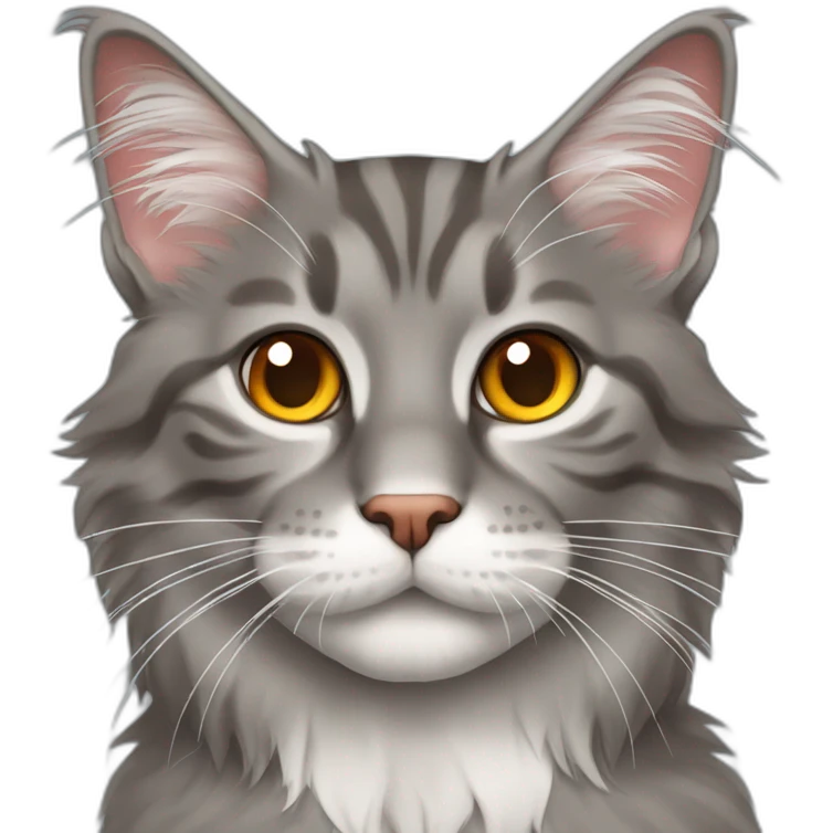 grey red Maine Coon cat emoji