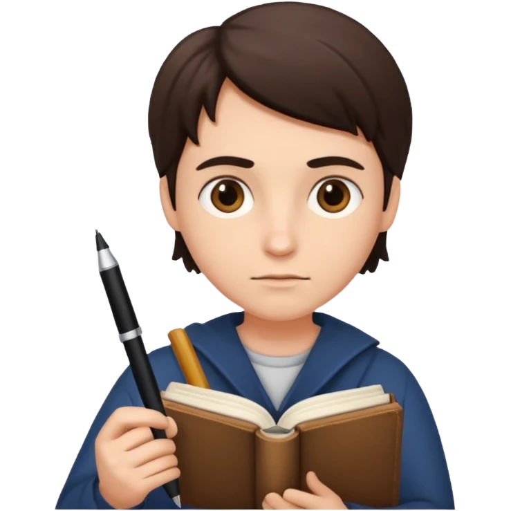 writer holding pen and book emoji