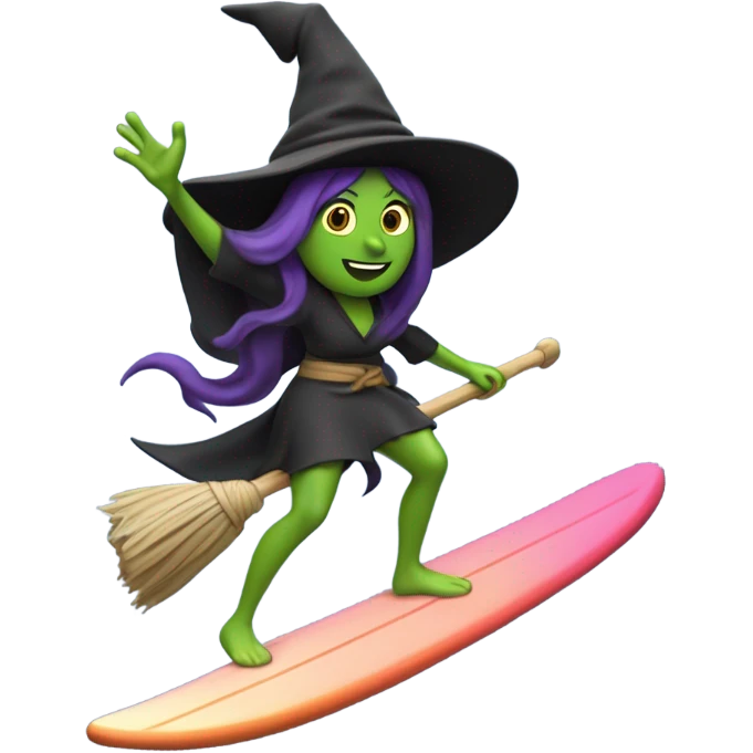witch on a surfboar emoji