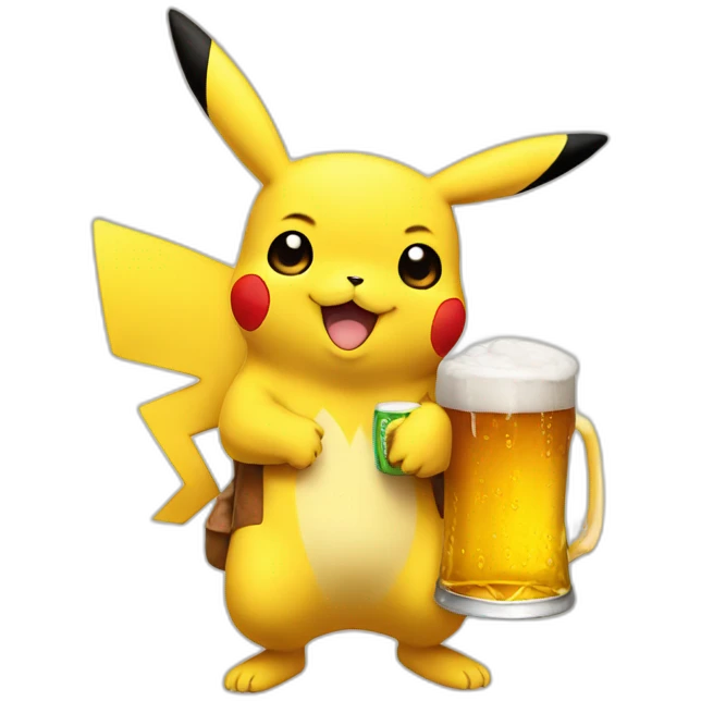 Pikachu holding beer emoji