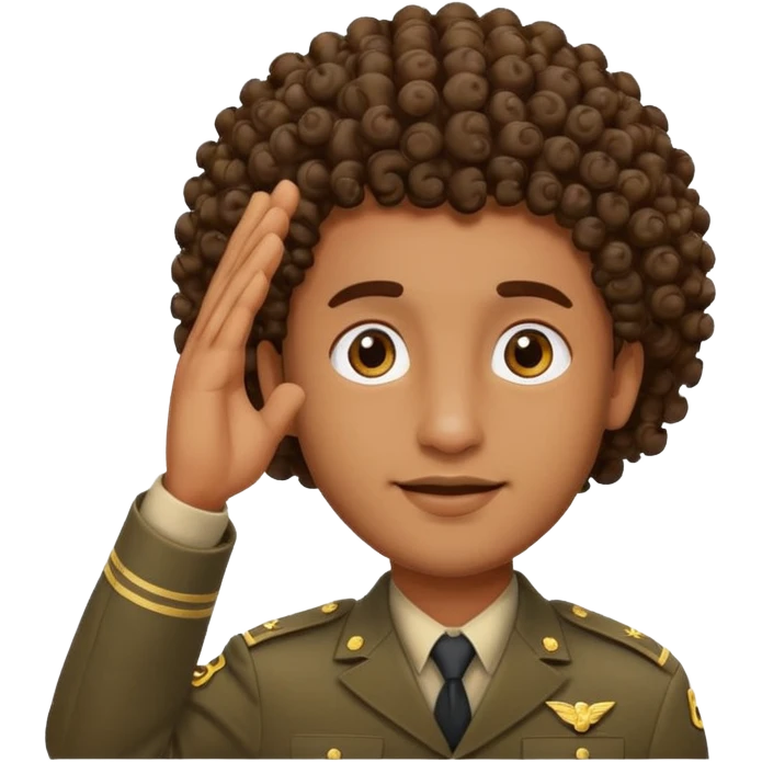 Curly head brown guy Salute  emoji
