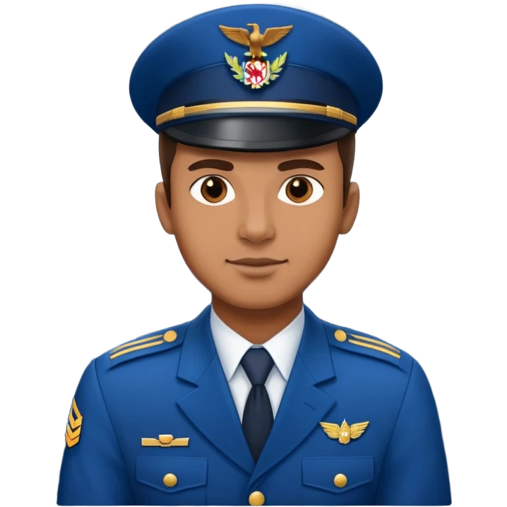 bold man in a blue uniform on a military plane emoji