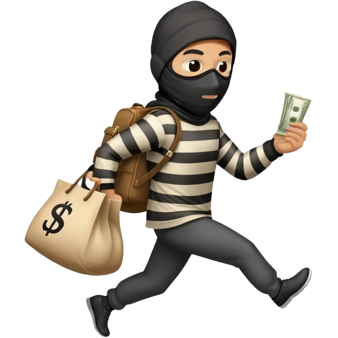 profile view of a thief running with a money bag on the back emoji